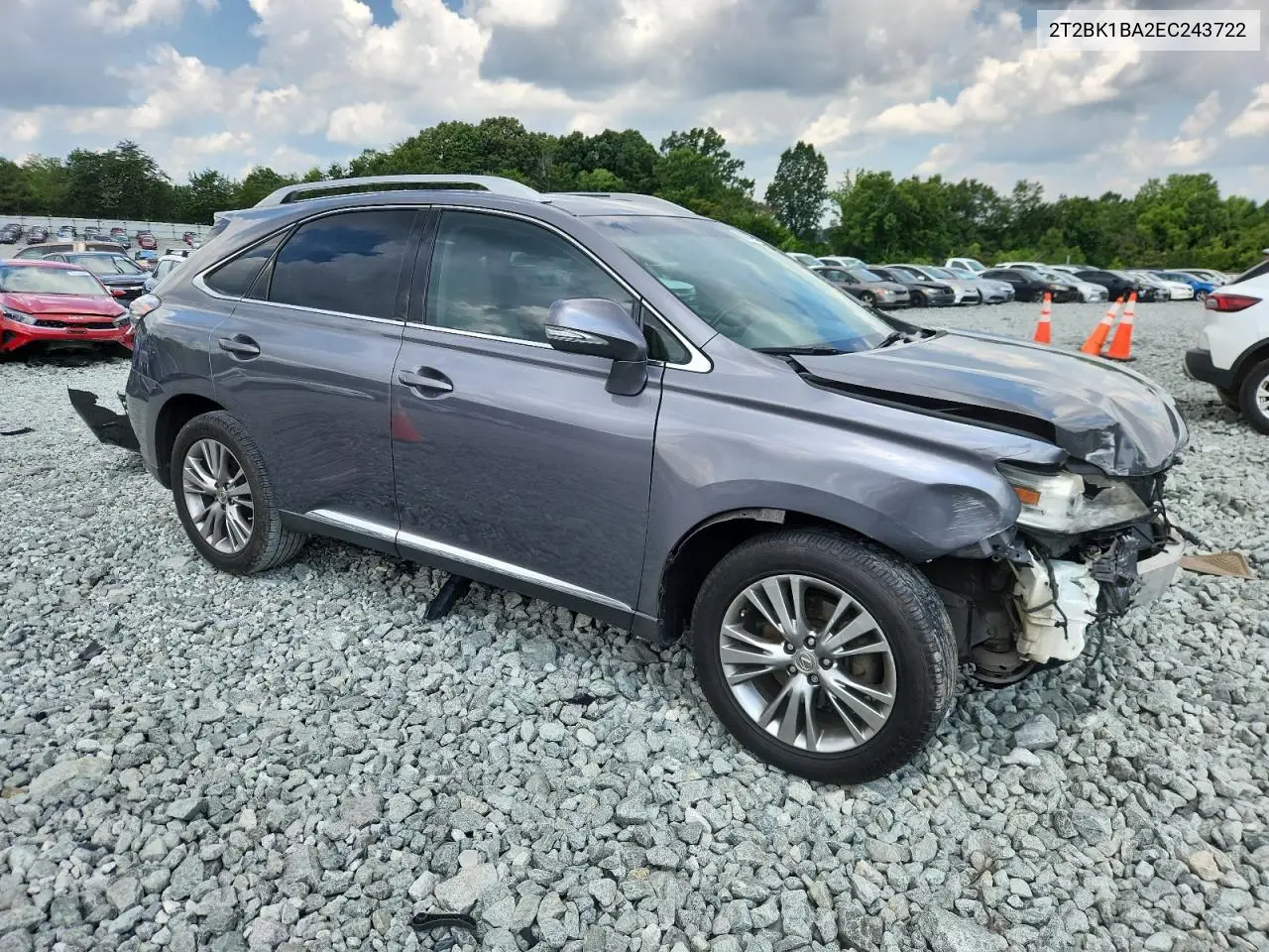 2014 Lexus Rx 350 Base VIN: 2T2BK1BA2EC243722 Lot: 62990095