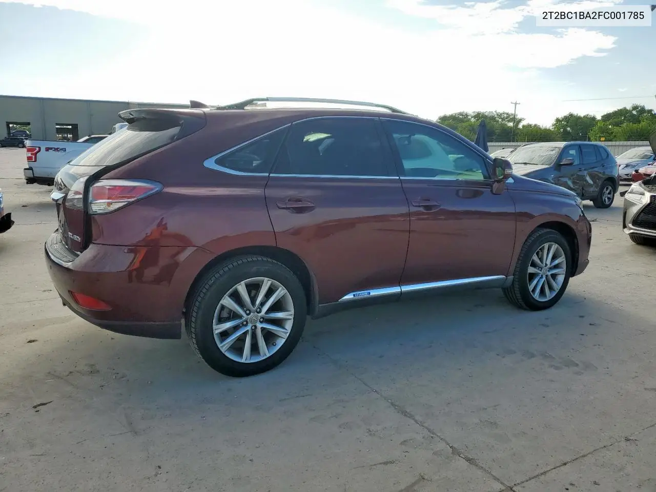 2015 Lexus Rx 450H VIN: 2T2BC1BA2FC001785 Lot: 61876785