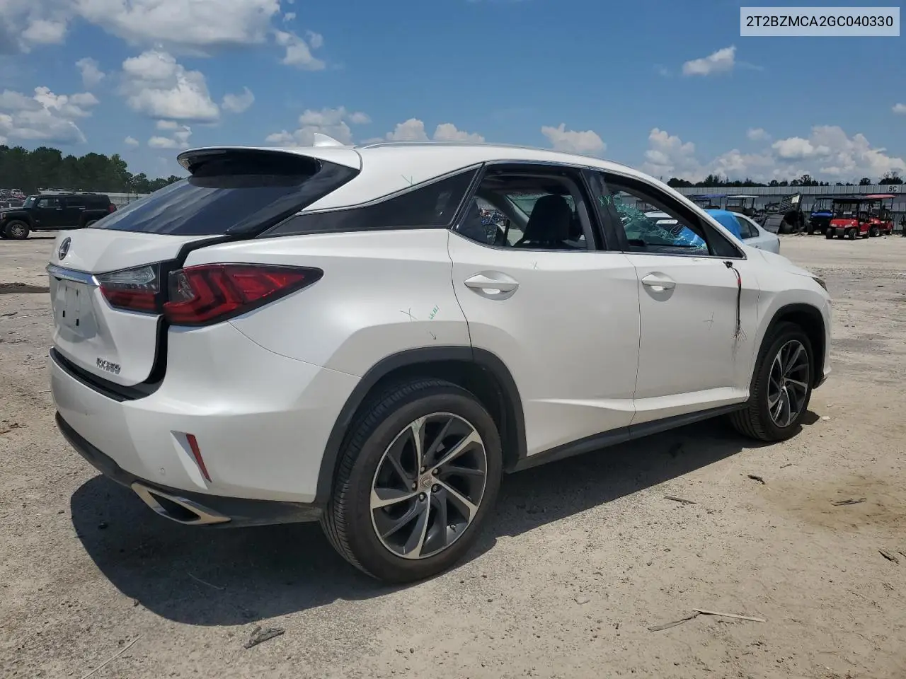 2016 Lexus Rx 350 Base VIN: 2T2BZMCA2GC040330 Lot: 62595755