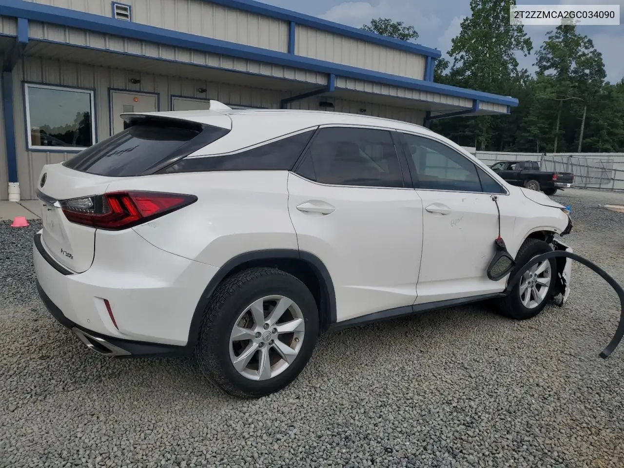 2016 Lexus Rx 350 VIN: 2T2ZZMCA2GC034090 Lot: 62600315