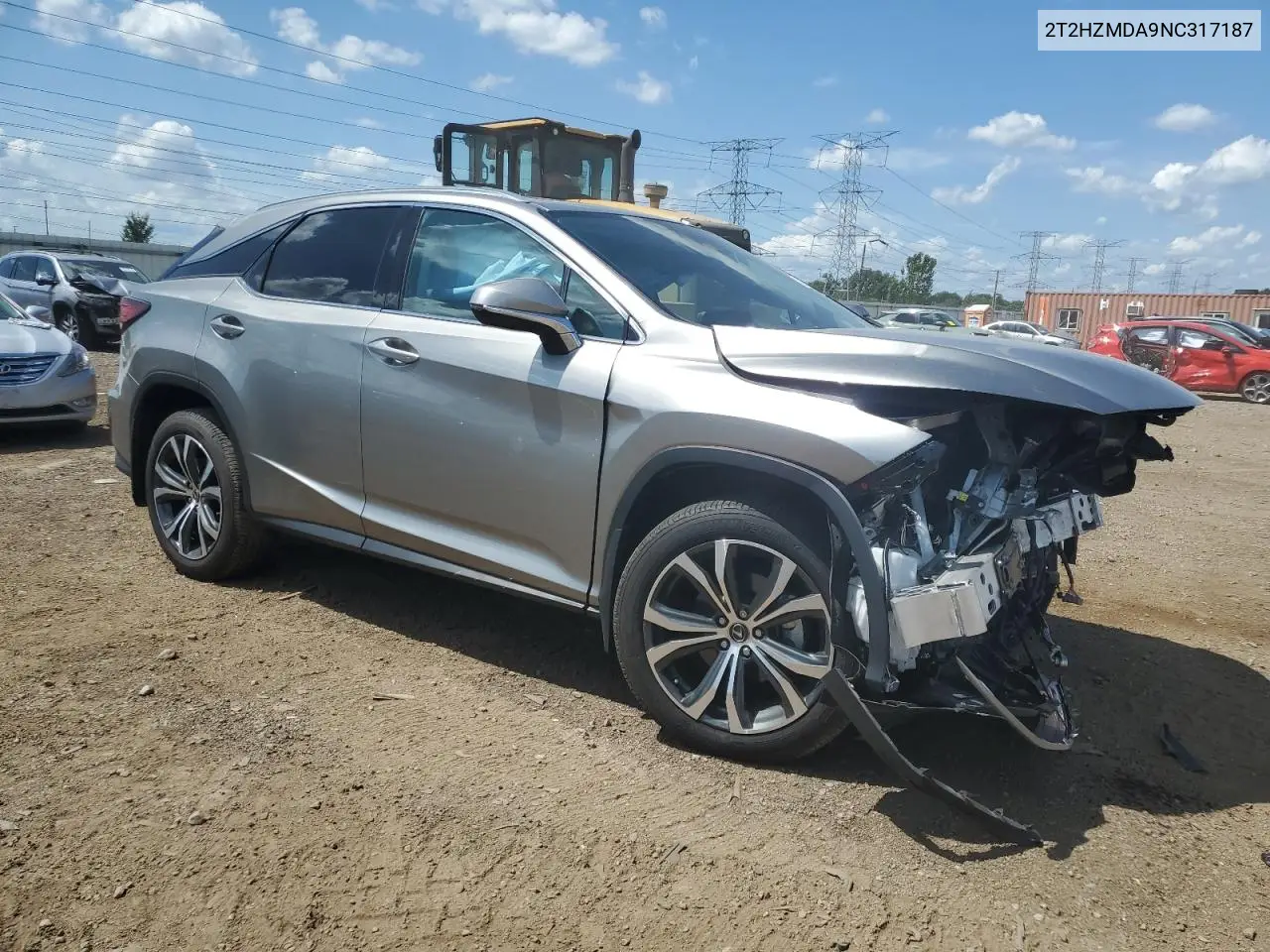 2022 Lexus Rx 350 VIN: 2T2HZMDA9NC317187 Lot: 62782585