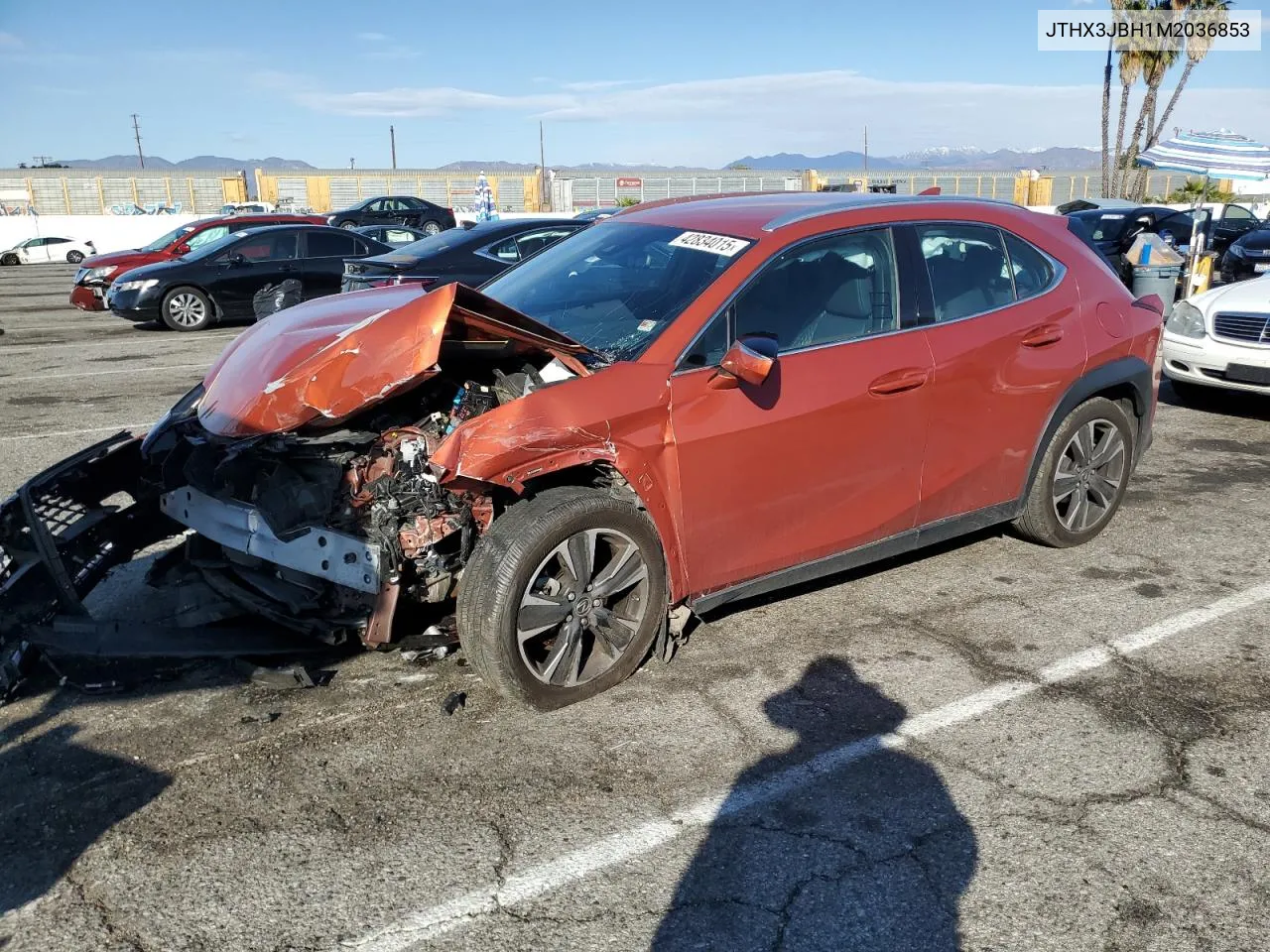 2021 Lexus Ux 200 VIN: JTHX3JBH1M2036853 Lot: 42834015