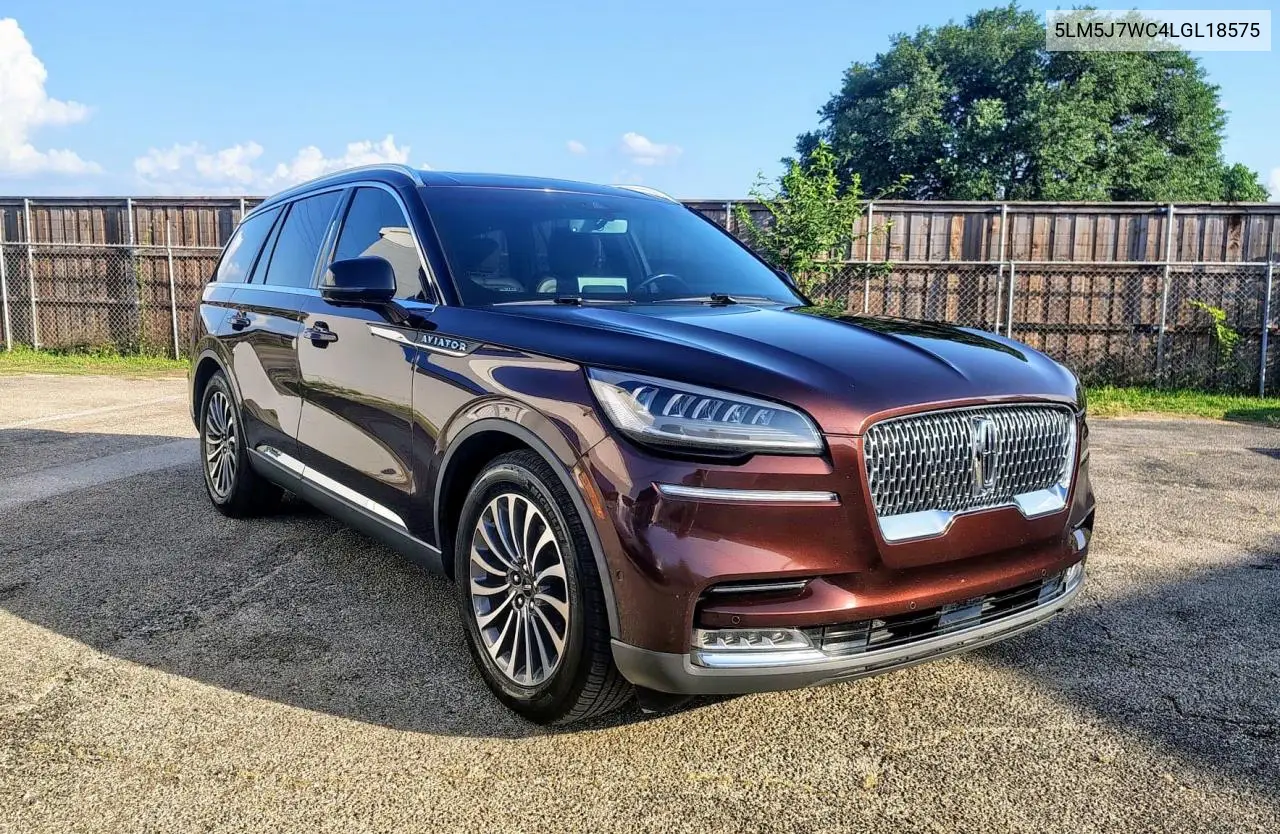2020 Lincoln Aviator Reserve VIN: 5LM5J7WC4LGL18575 Lot: 62200675