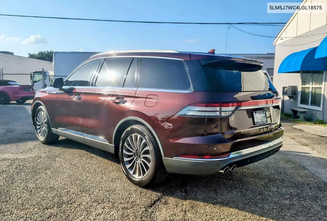 2020 Lincoln Aviator Reserve VIN: 5LM5J7WC4LGL18575 Lot: 62200675
