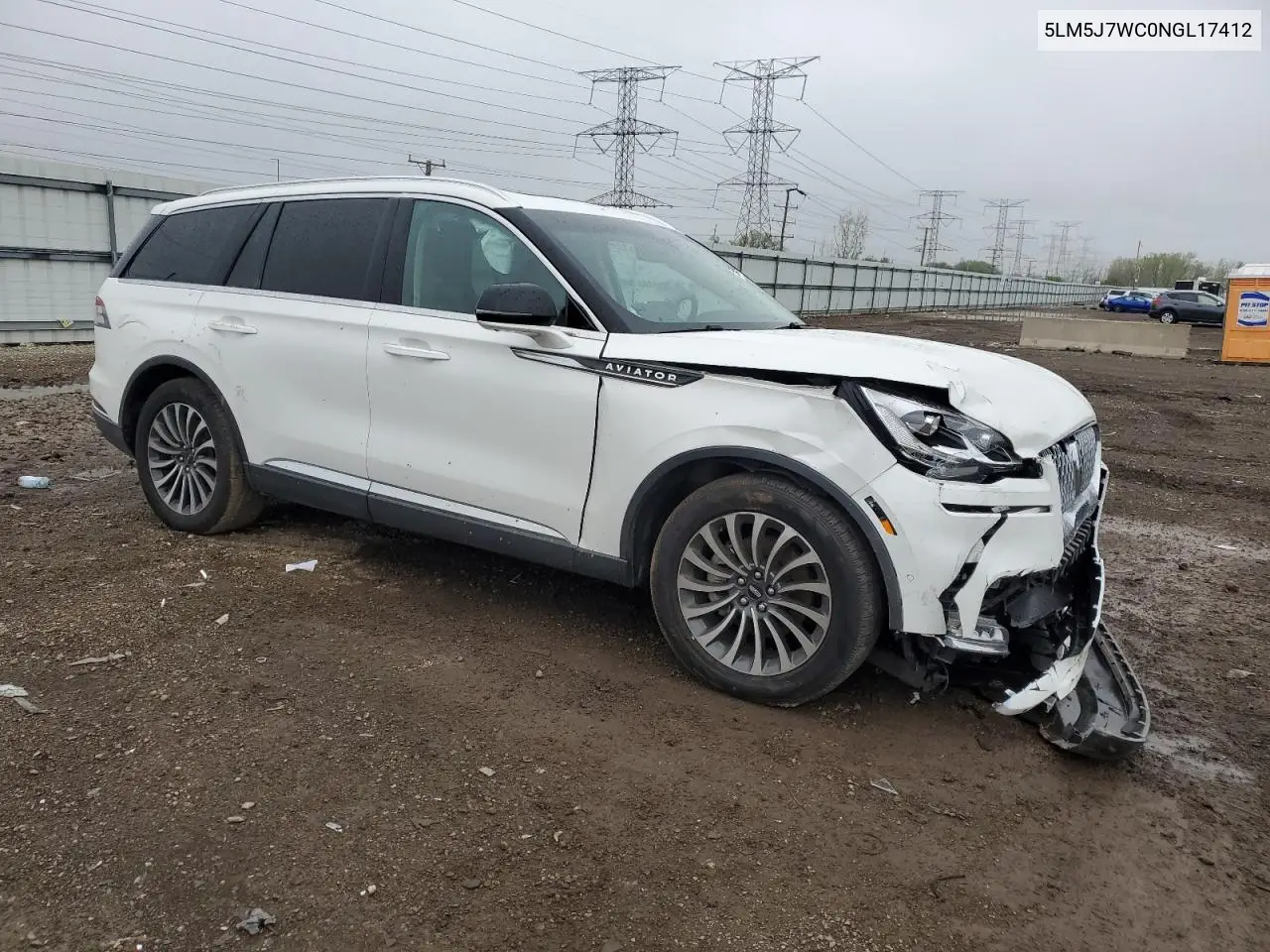 2022 Lincoln Aviator Reserve VIN: 5LM5J7WC0NGL17412 Lot: 55489355