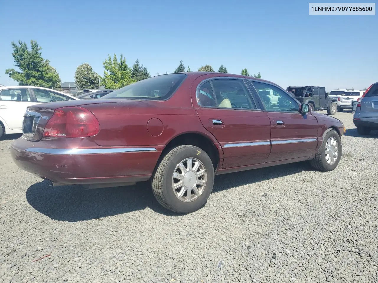 2000 Lincoln Continental VIN: 1LNHM97V0YY885600 Lot: 64902215