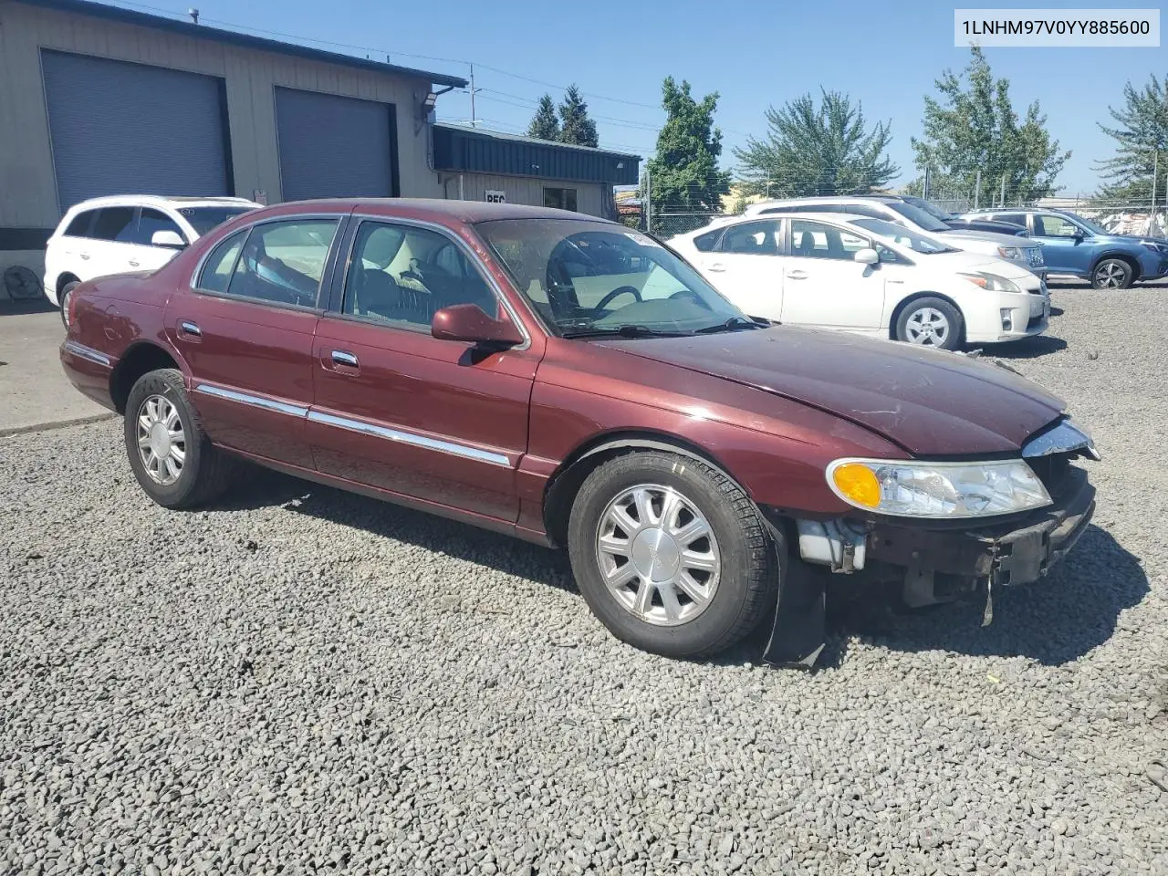 2000 Lincoln Continental VIN: 1LNHM97V0YY885600 Lot: 64902215