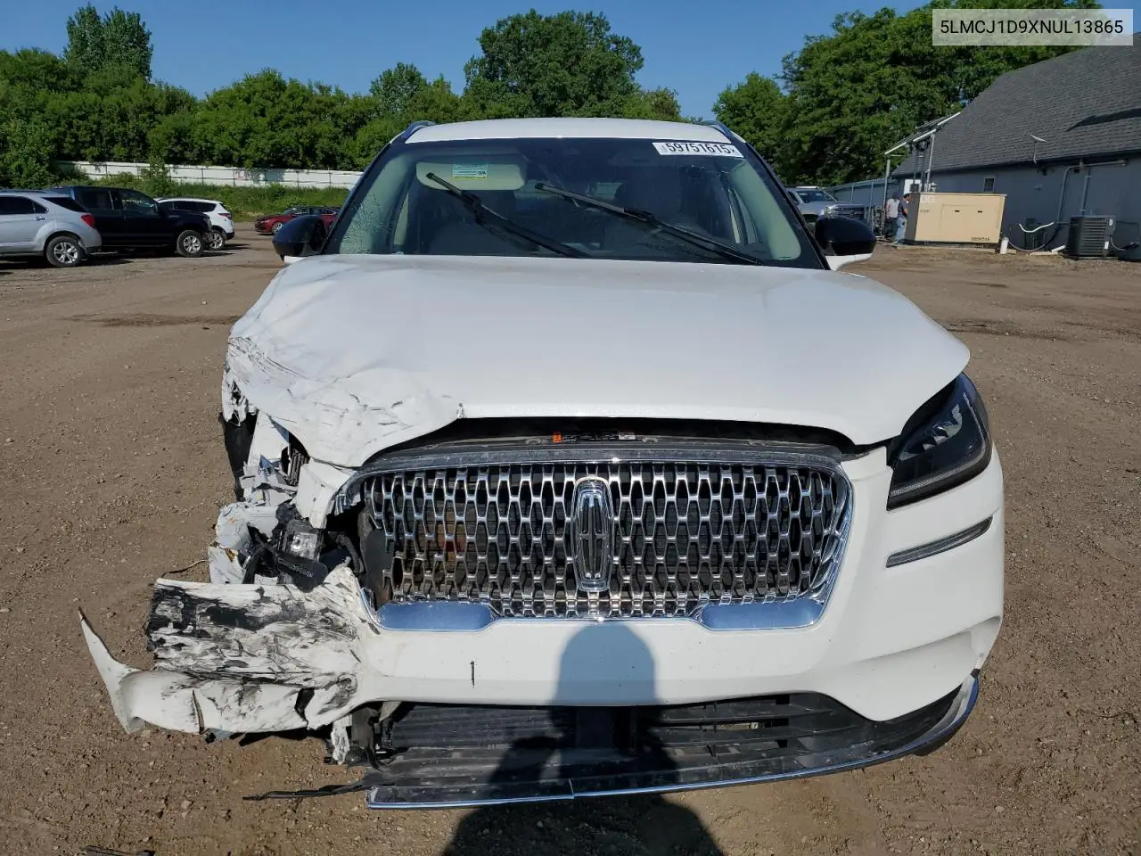 2022 Lincoln Corsair VIN: 5LMCJ1D9XNUL13865 Lot: 59751615