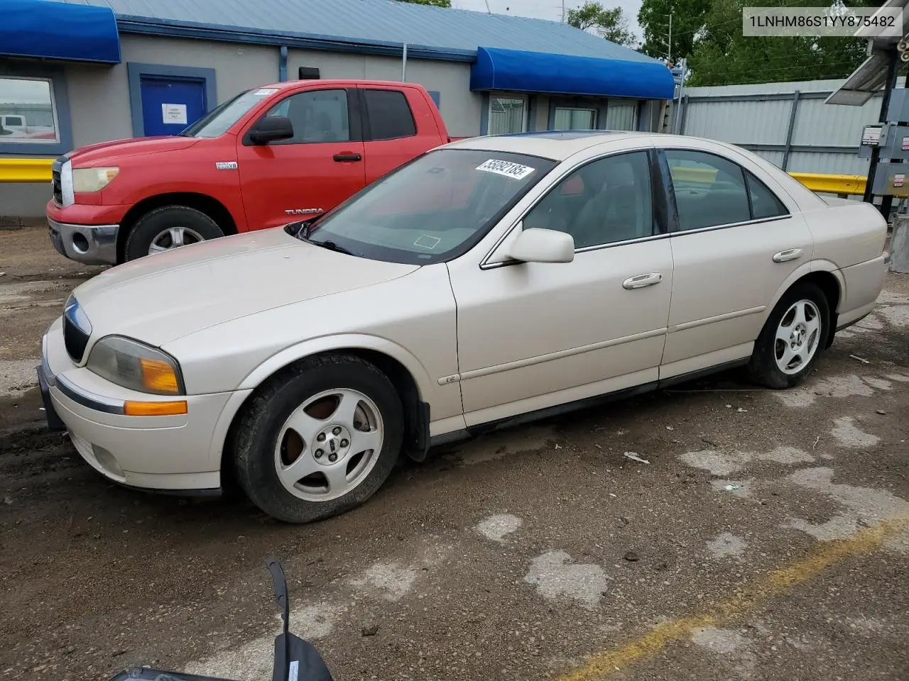2000 Lincoln Ls VIN: 1LNHM86S1YY875482 Lot: 55092185