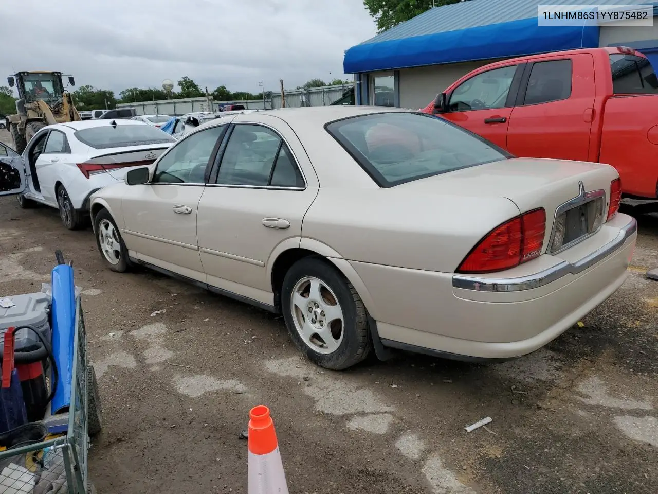 2000 Lincoln Ls VIN: 1LNHM86S1YY875482 Lot: 55092185