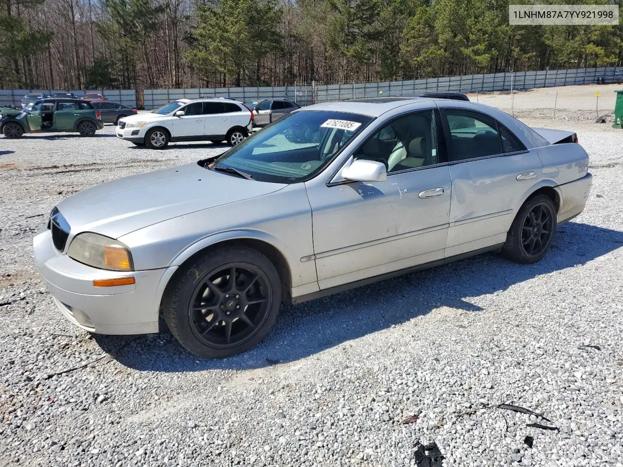 2000 Lincoln Ls VIN: 1LNHM87A7YY921998 Lot: 59657945