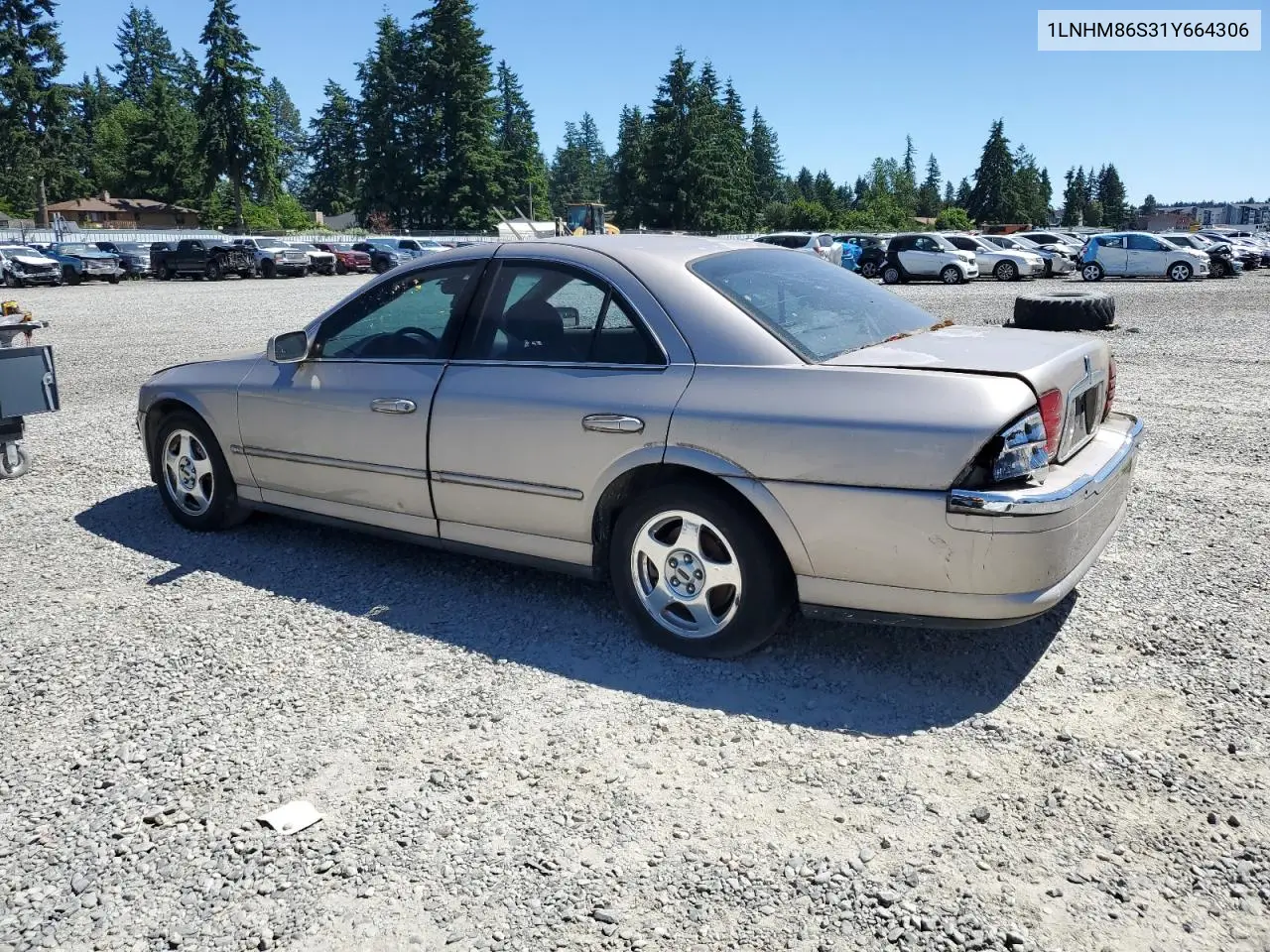 2001 Lincoln Ls VIN: 1LNHM86S31Y664306 Lot: 60249195