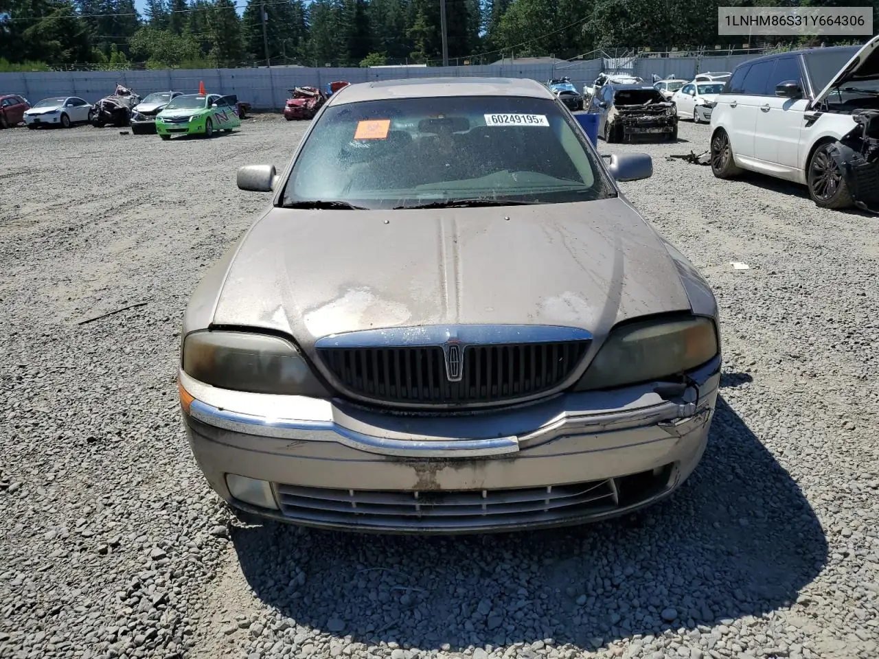 2001 Lincoln Ls VIN: 1LNHM86S31Y664306 Lot: 60249195