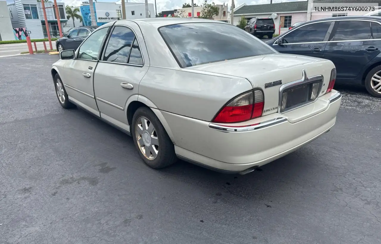 2004 Lincoln Ls VIN: 1LNHM86S74Y600273 Lot: 63661135