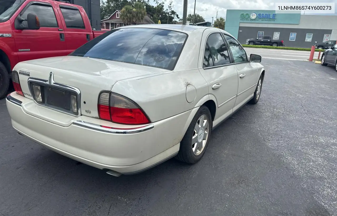 2004 Lincoln Ls VIN: 1LNHM86S74Y600273 Lot: 63661135
