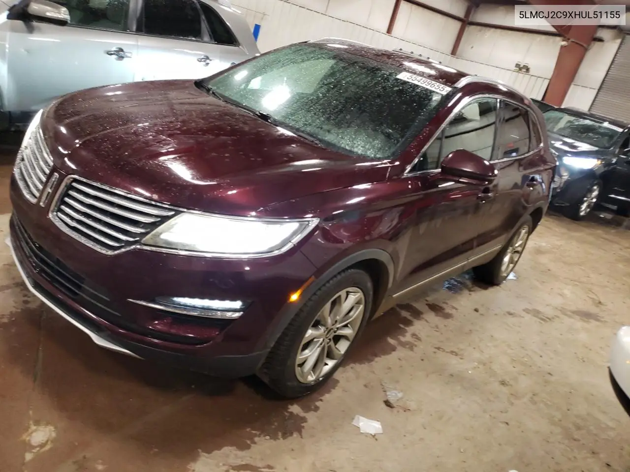 2017 Lincoln Mkc Select VIN: 5LMCJ2C9XHUL51155 Lot: 55499655