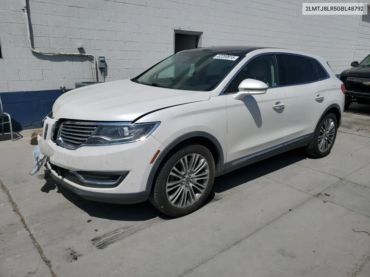 2016 Lincoln Mkx Reserve VIN: 2LMTJ8LR5GBL48792 Lot: 62259915