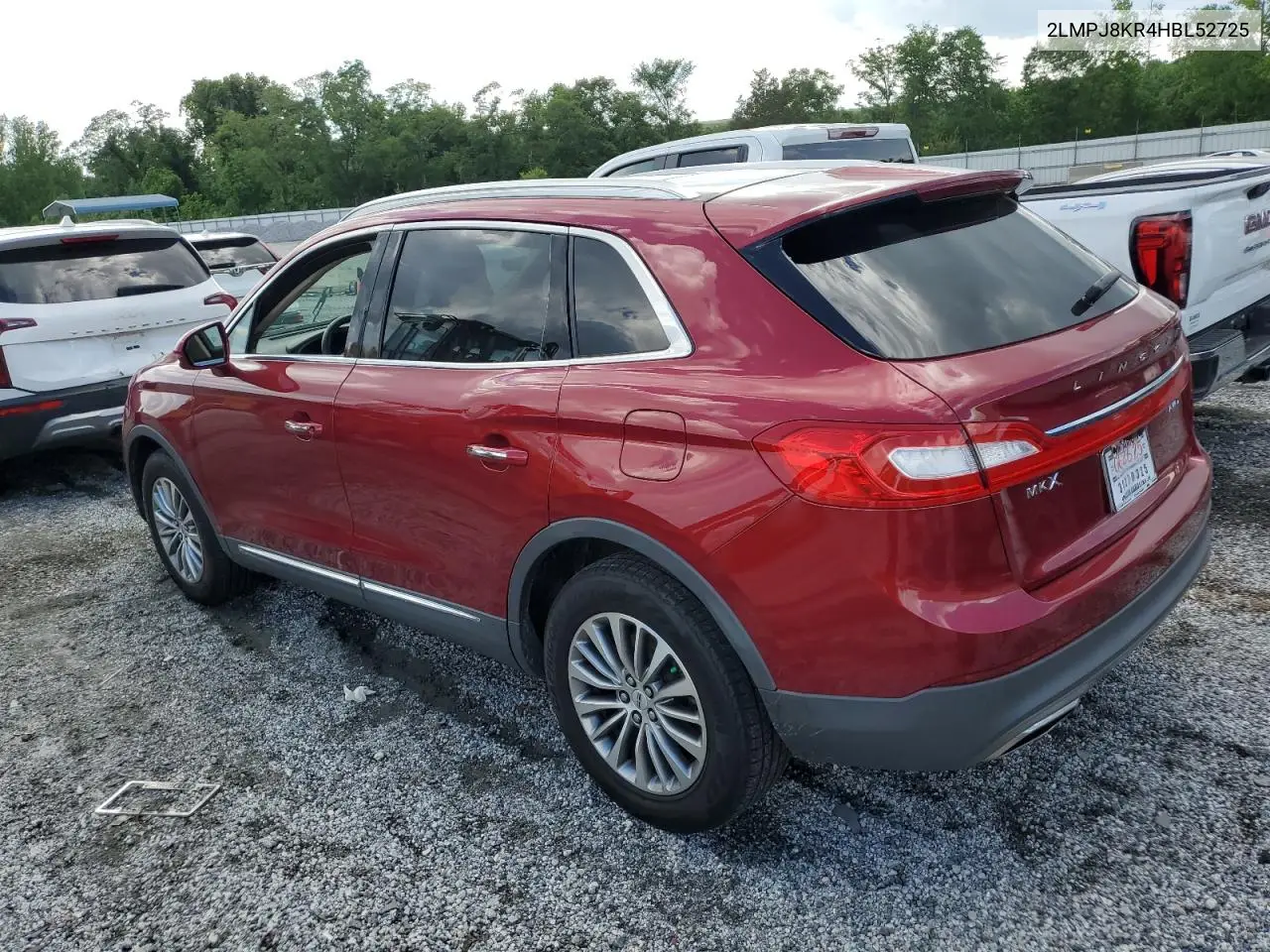 2017 Lincoln Mkx Select VIN: 2LMPJ8KR4HBL52725 Lot: 56392445