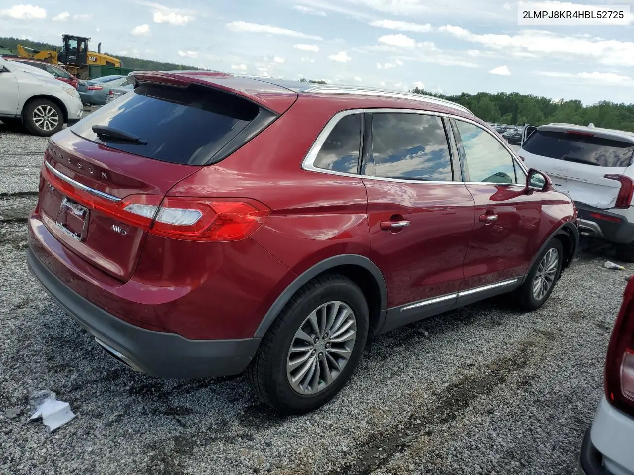 2017 Lincoln Mkx Select VIN: 2LMPJ8KR4HBL52725 Lot: 56392445