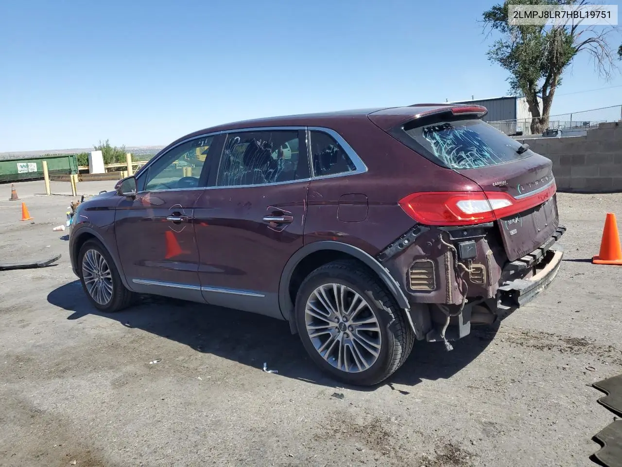 2017 Lincoln Mkx Reserve VIN: 2LMPJ8LR7HBL19751 Lot: 61425825