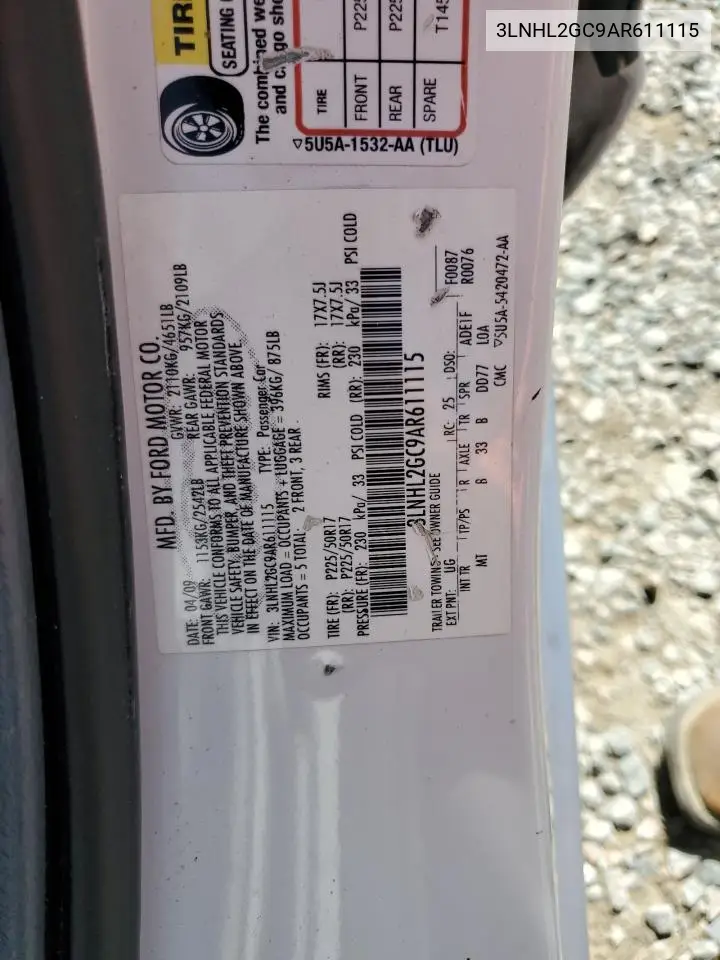 2010 Lincoln Mkz VIN: 3LNHL2GC9AR611115 Lot: 61533235