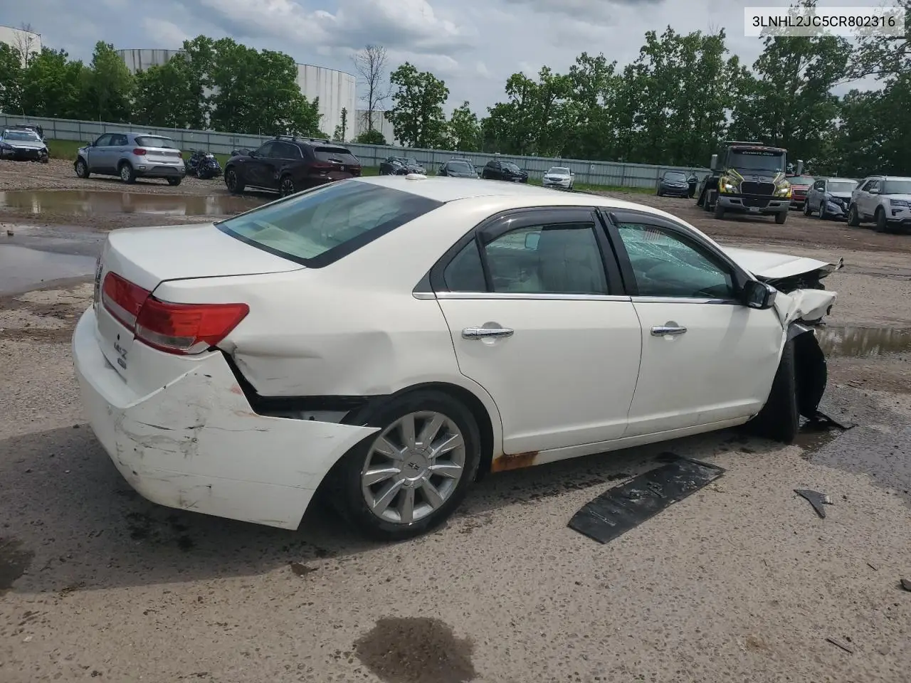 2012 Lincoln Mkz VIN: 3LNHL2JC5CR802316 Lot: 60153365