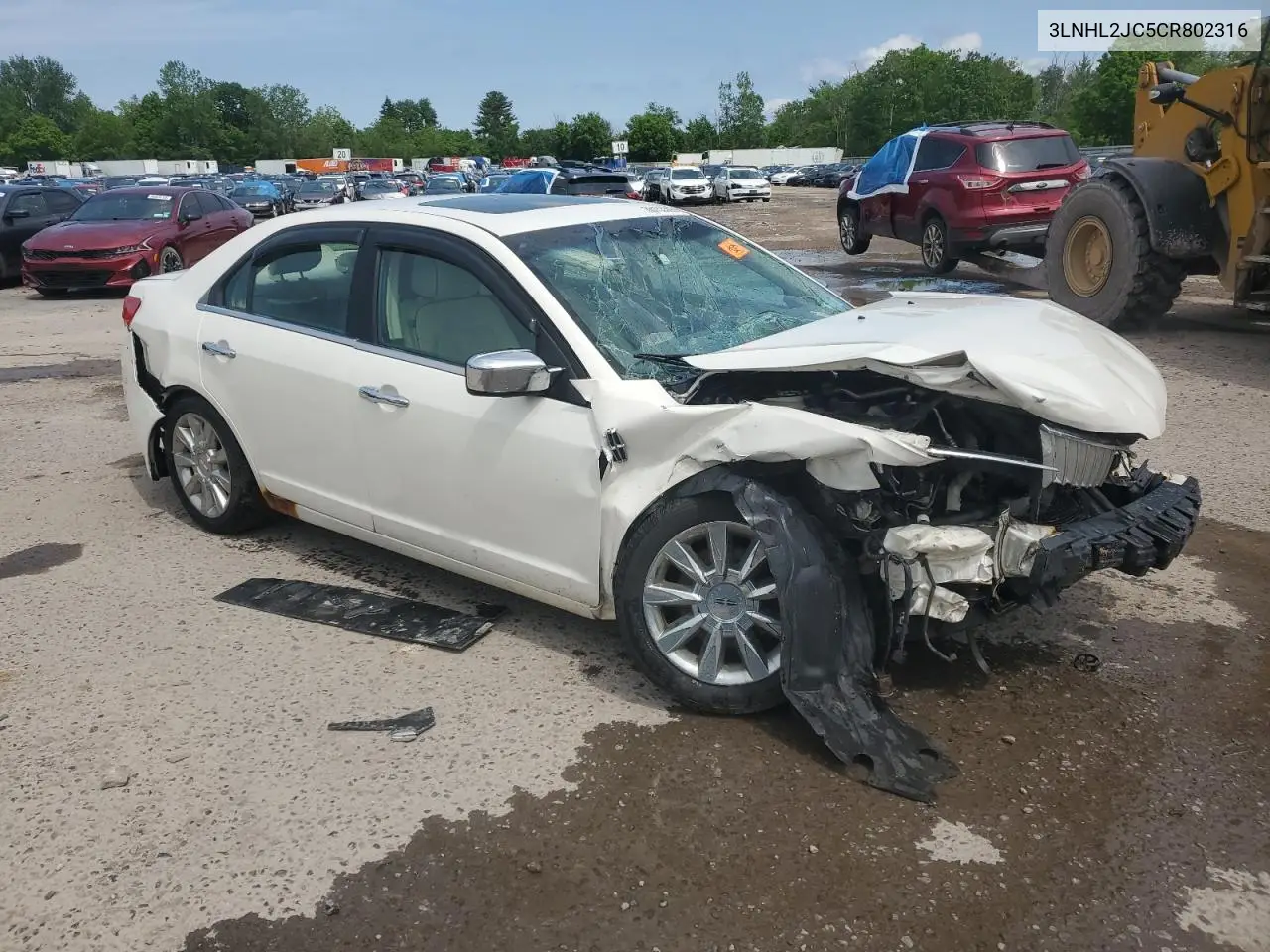 2012 Lincoln Mkz VIN: 3LNHL2JC5CR802316 Lot: 60153365