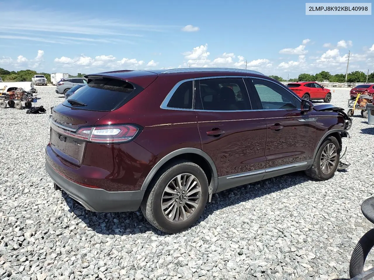 2019 Lincoln Nautilus Select VIN: 2LMPJ8K92KBL40998 Lot: 51076915