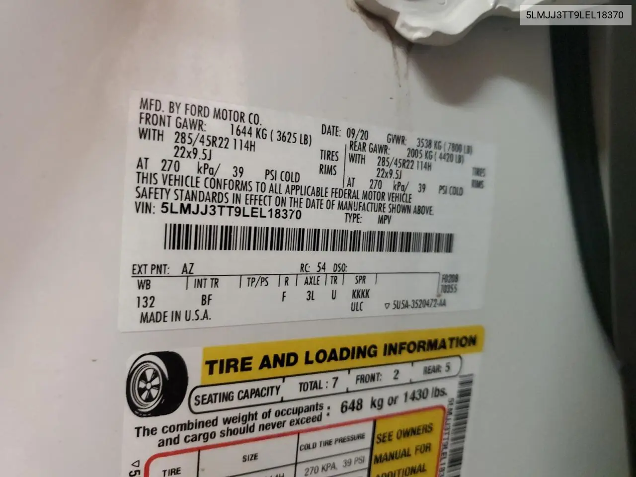 2020 Lincoln Navigator L Black Label VIN: 5LMJJ3TT9LEL18370 Lot: 61458445