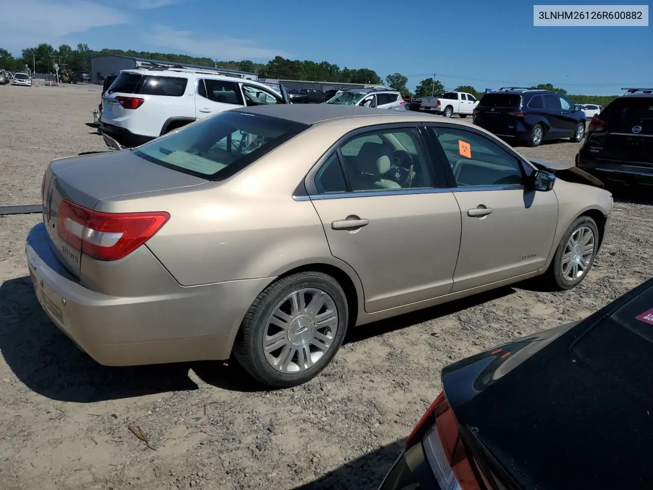 2006 Lincoln Zephyr VIN: 3LNHM26126R600882 Lot: 54256055