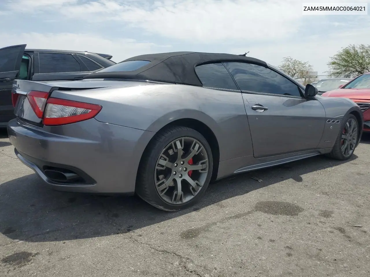 2012 Maserati Granturismo S VIN: ZAM45MMA0C0064021 Lot: 65369555