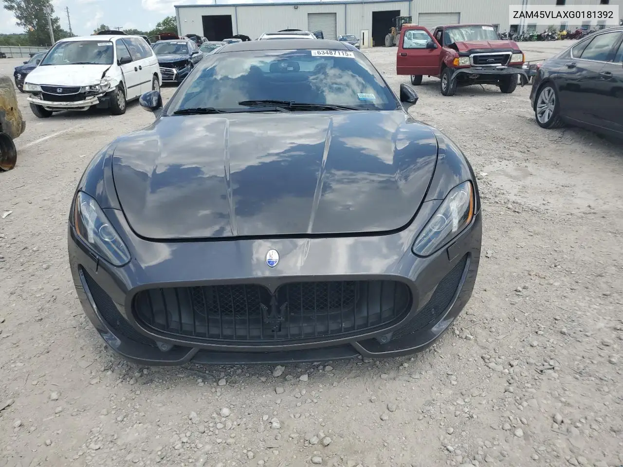 2016 Maserati Granturismo S VIN: ZAM45VLAXG0181392 Lot: 63487115