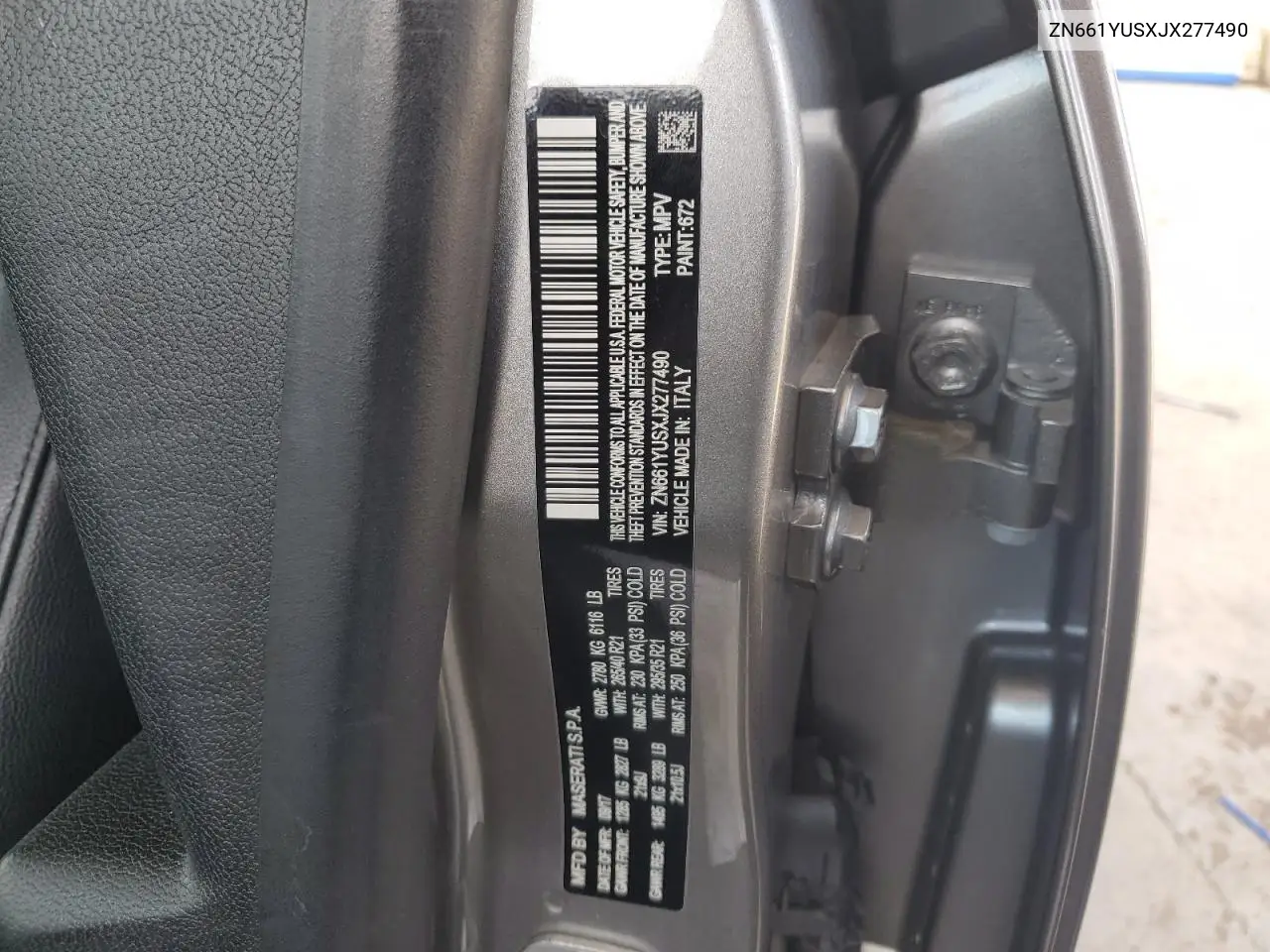 2018 Maserati Levante S Sport VIN: ZN661YUSXJX277490 Lot: 64621685