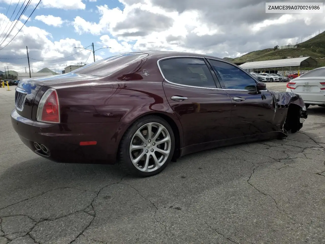 2007 Maserati Quattroporte M139 VIN: ZAMCE39A070026986 Lot: 48929845