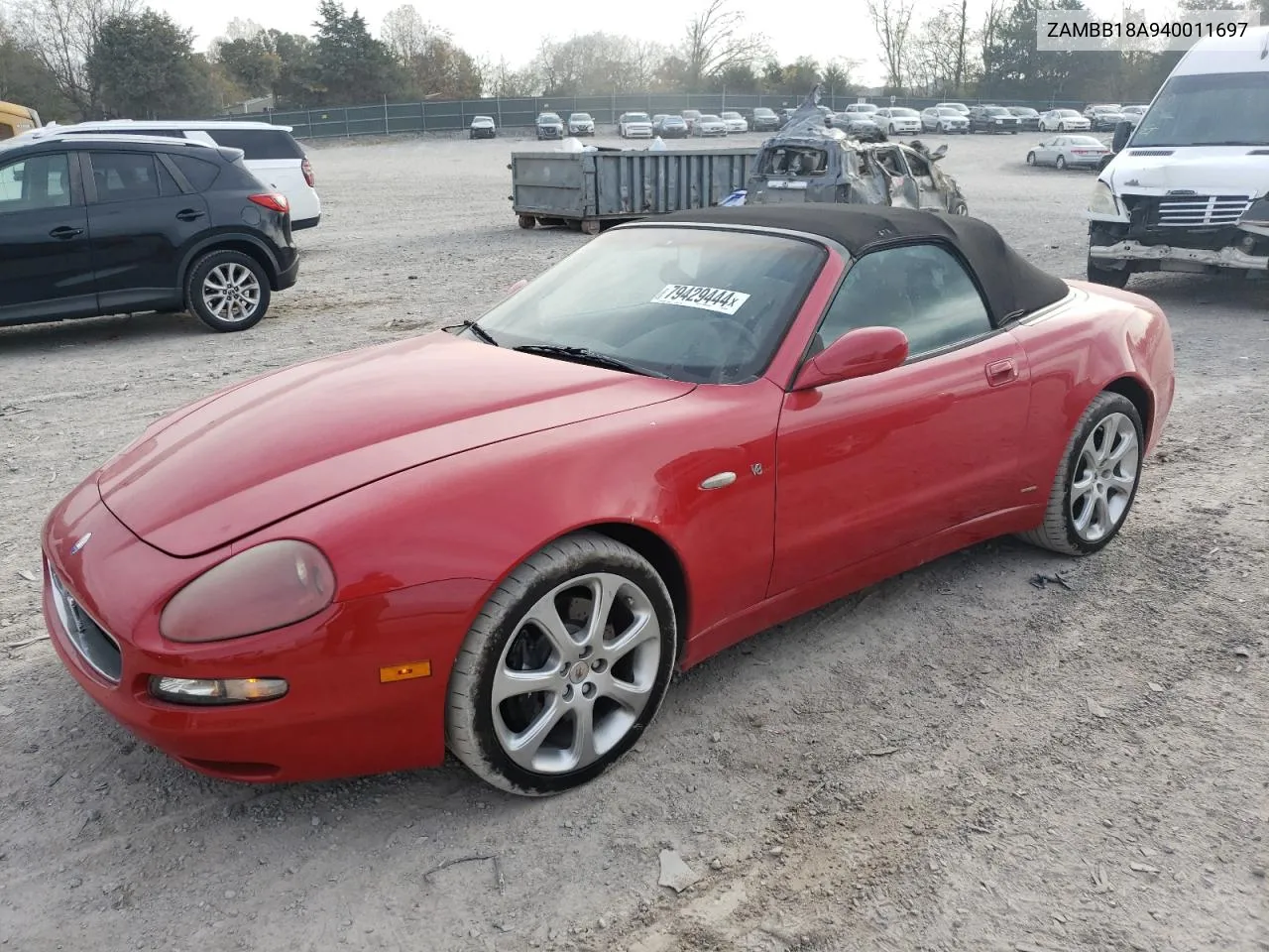 2004 Maserati Spyder Cambiocorsa VIN: ZAMBB18A940011697 Lot: 79429444