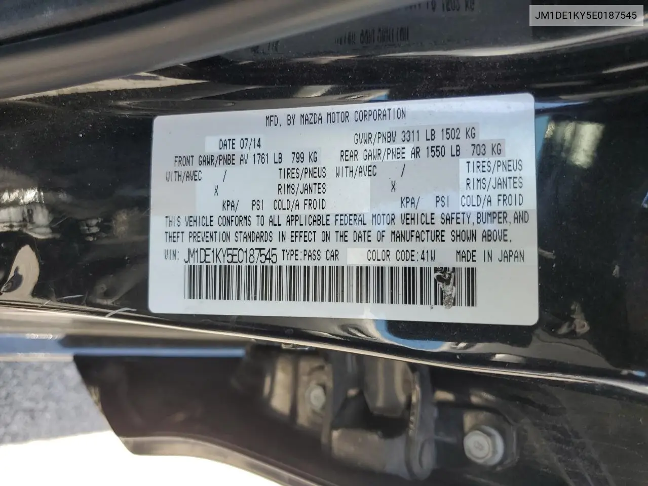 2014 Mazda Mazda2 Sport VIN: JM1DE1KY5E0187545 Lot: 60846725
