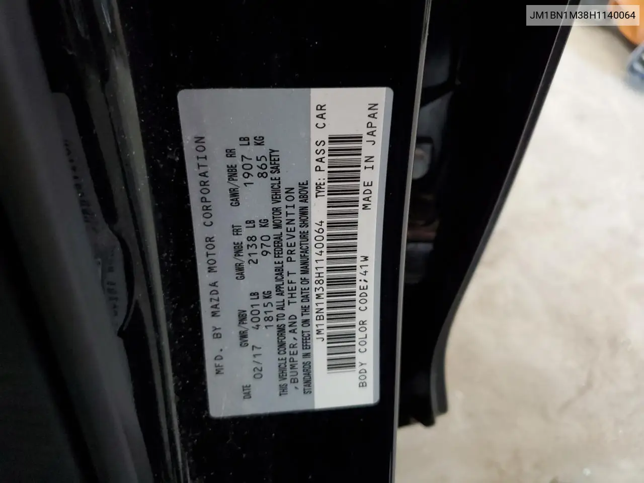 2017 Mazda 3 Grand Touring VIN: JM1BN1M38H1140064 Lot: 62218725