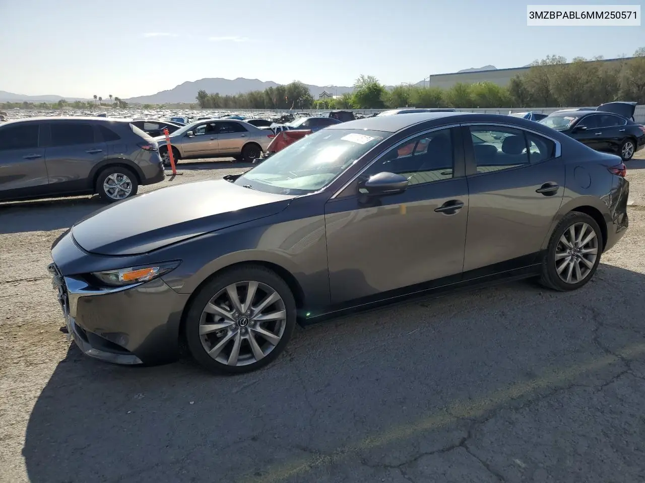 2021 Mazda 3 Select VIN: 3MZBPABL6MM250571 Lot: 54455515