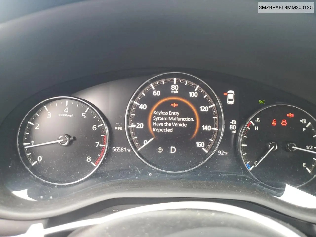 2021 Mazda 3 Select VIN: 3MZBPABL8MM200125 Lot: 56924555