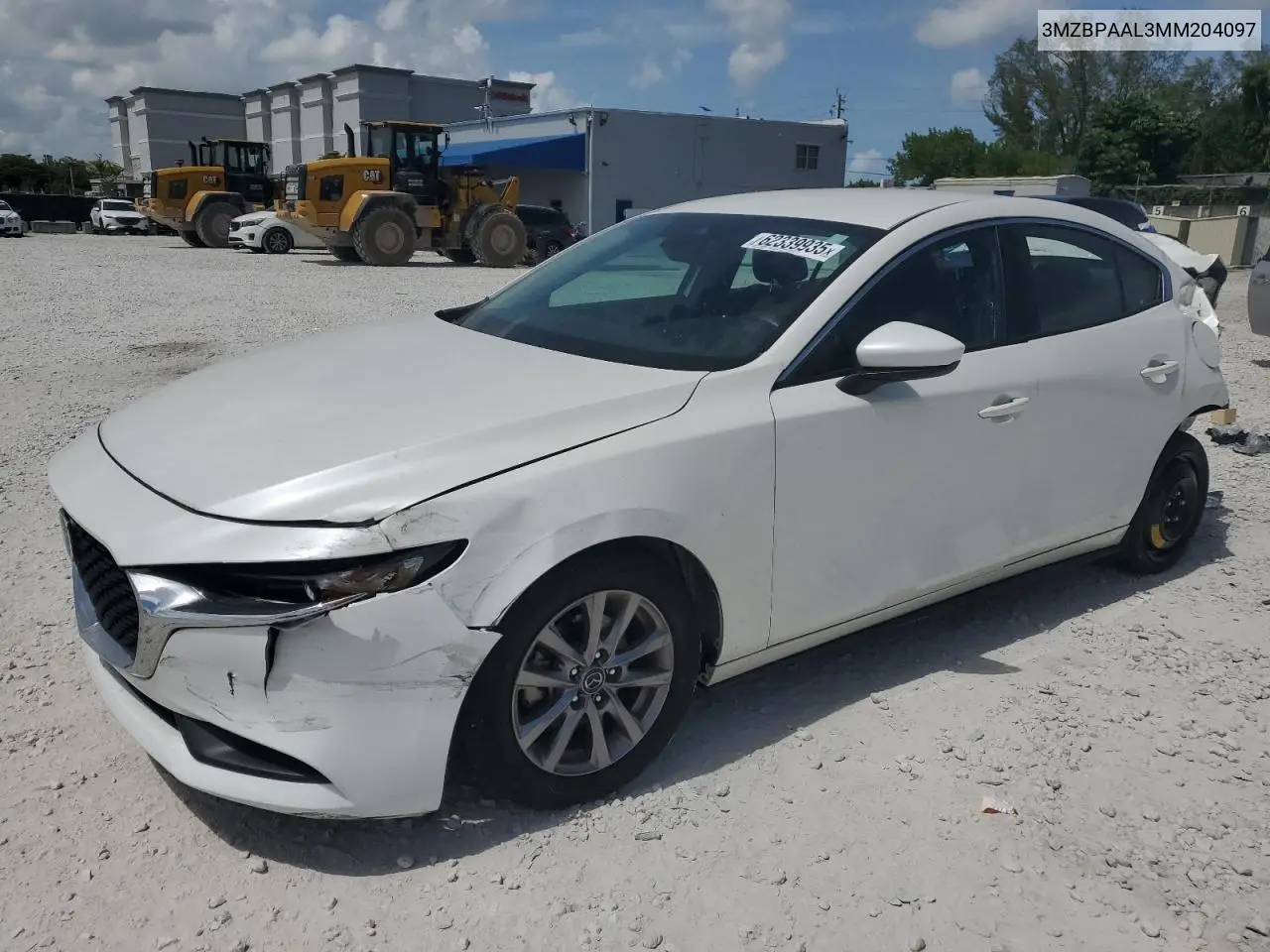2021 Mazda 3 VIN: 3MZBPAAL3MM204097 Lot: 62339935