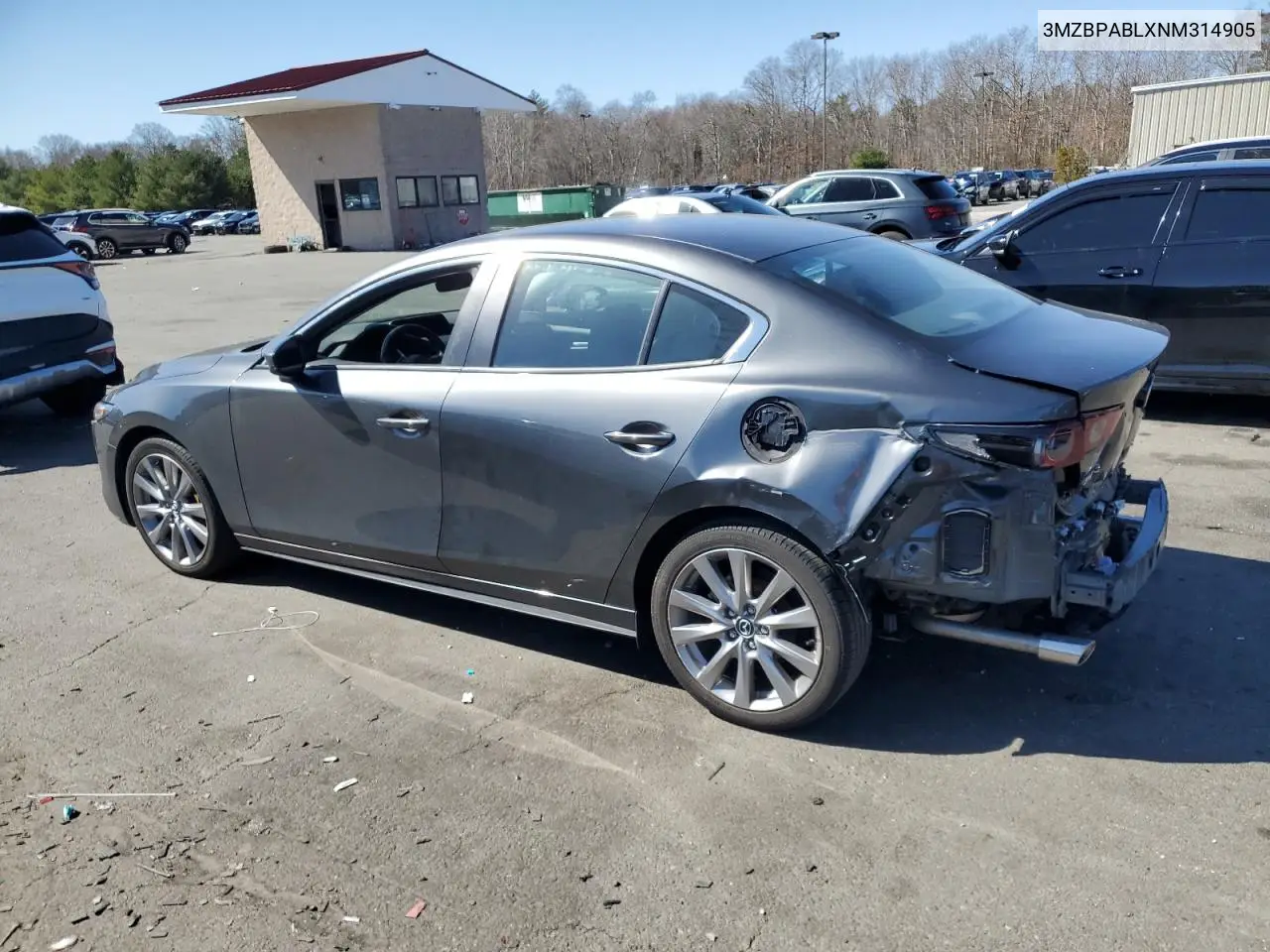 2022 Mazda 3 Select VIN: 3MZBPABLXNM314905 Lot: 49149465