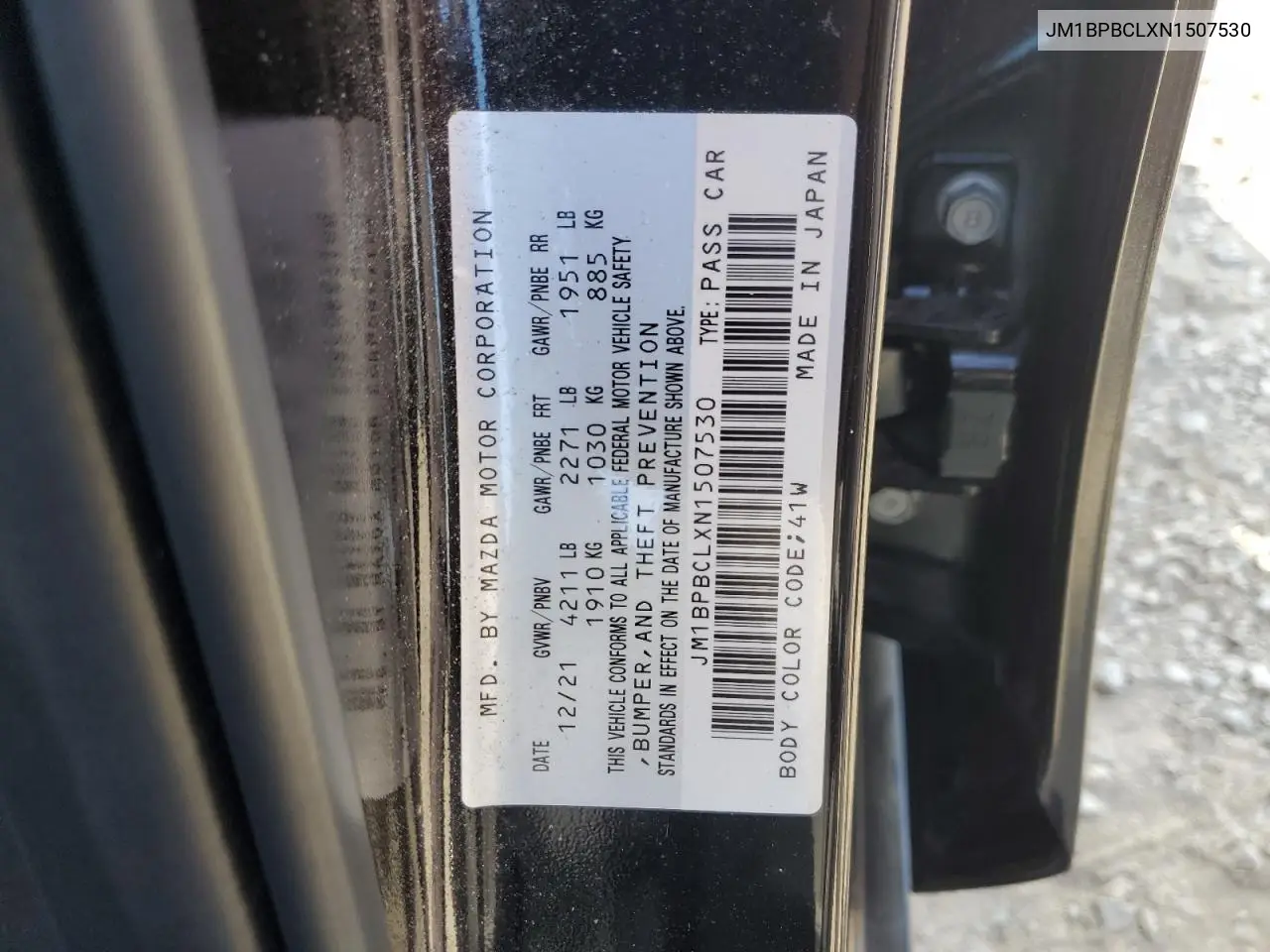 2022 Mazda 3 Preferred VIN: JM1BPBCLXN1507530 Lot: 63709765