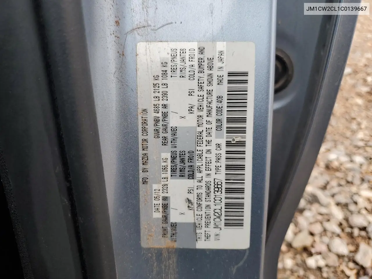 2012 Mazda 5 VIN: JM1CW2CL1C0139667 Lot: 61678905
