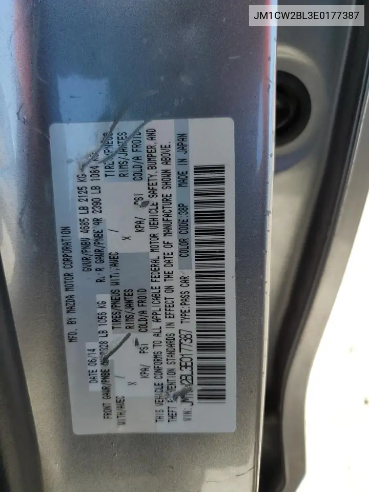 2014 Mazda 5 Sport VIN: JM1CW2BL3E0177387 Lot: 57786845