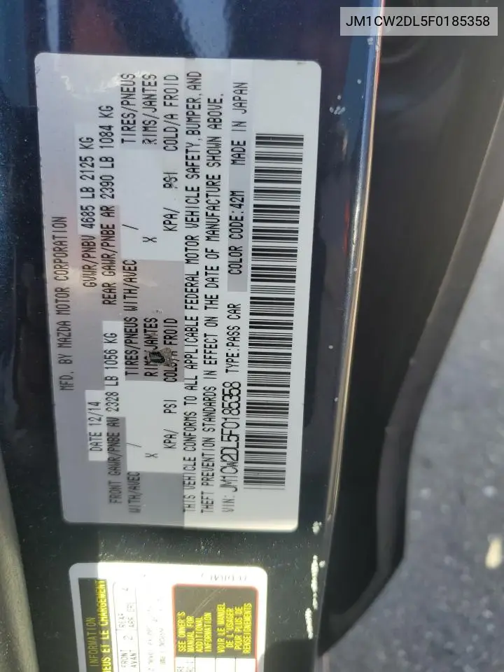 2015 Mazda 5 Grand Touring VIN: JM1CW2DL5F0185358 Lot: 55763035