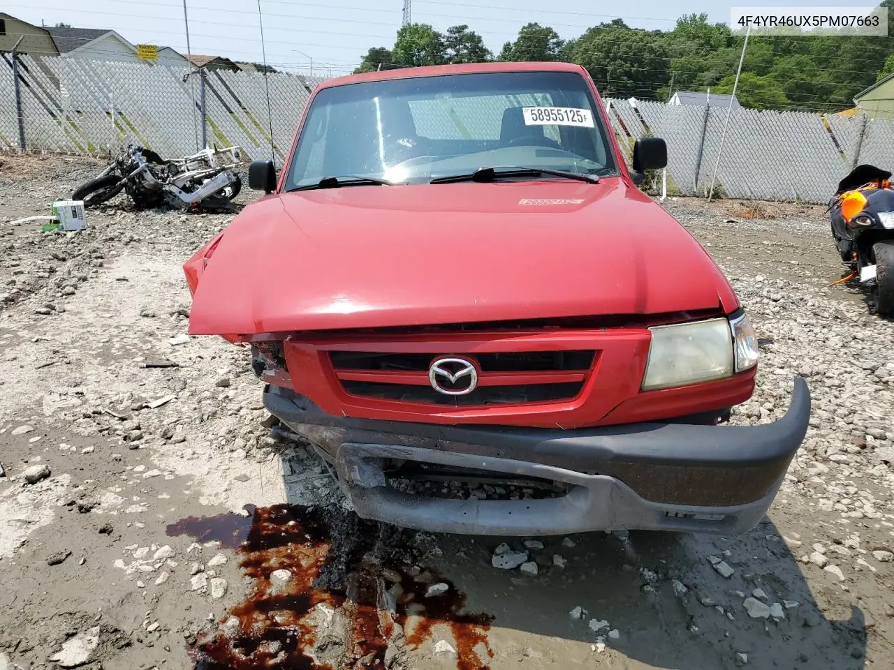 2005 Mazda B3000 Cab Plus VIN: 4F4YR46UX5PM07663 Lot: 58955125