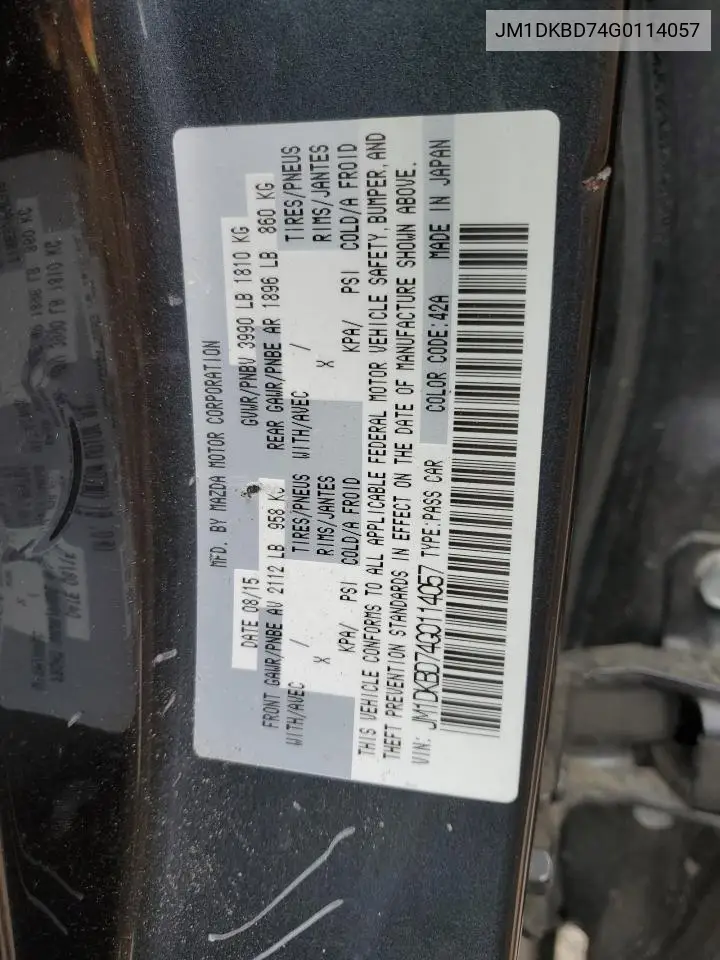 2016 Mazda Cx-3 Grand Touring VIN: JM1DKBD74G0114057 Lot: 62029135