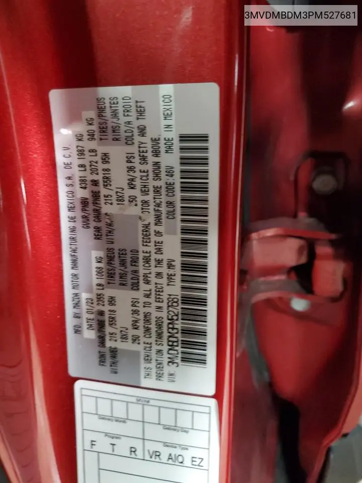 2023 Mazda Cx-30 Premium VIN: 3MVDMBDM3PM527681 Lot: 52681595