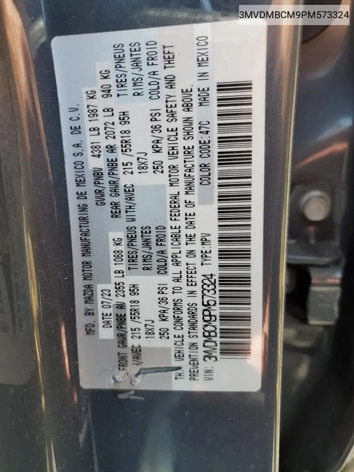 2023 Mazda Cx-30 Preferred VIN: 3MVDMBCM9PM573324 Lot: 59052425