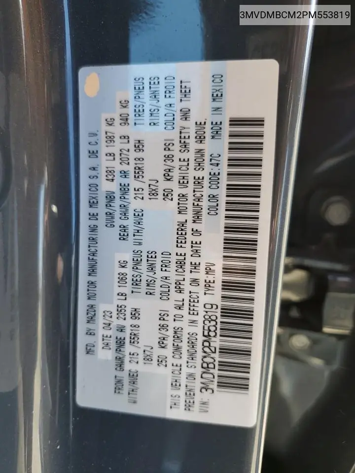 2023 Mazda Cx-30 Preferred VIN: 3MVDMBCM2PM553819 Lot: 63034905